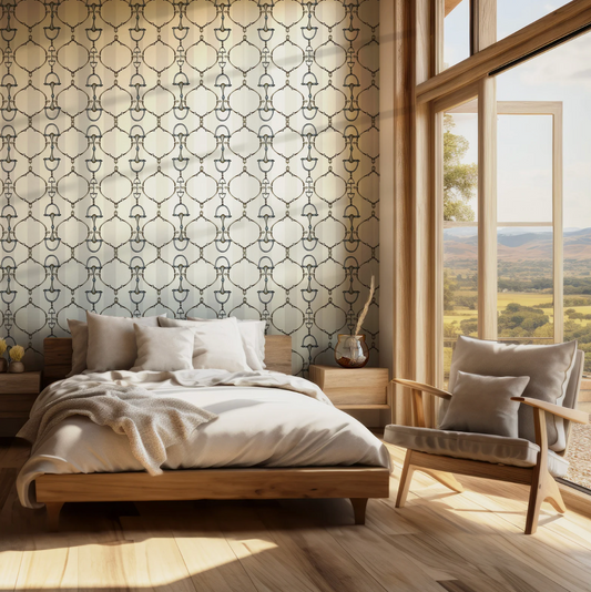 Ivory Snaffle Bit Wallpaper Luxury Equestrian Home Decor Farmhouse Wall Accent Wallpaper Neutral Decor