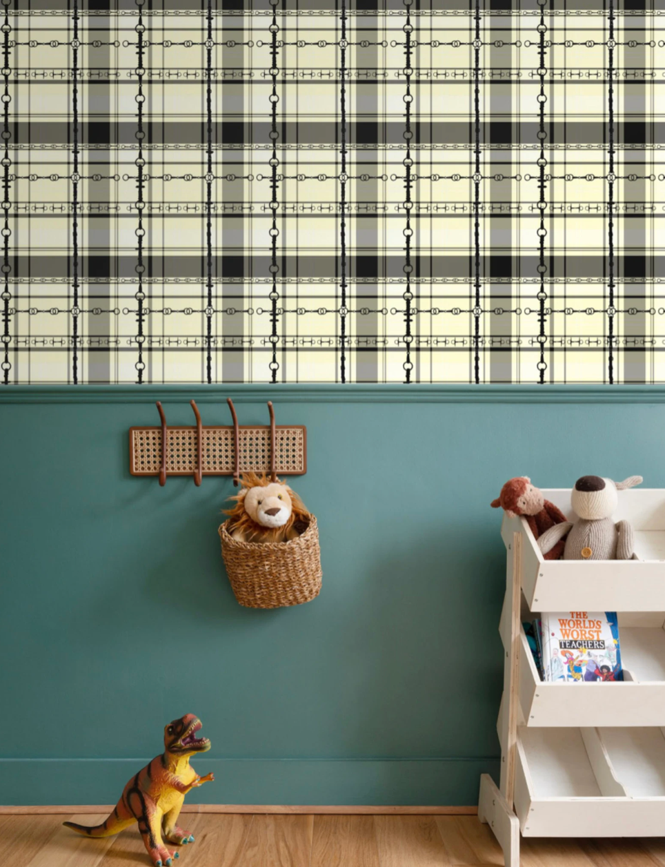 Bur Berry Like Wallpaper Bit and Rein Pattern Traditional Plaid Luxury Equestrian Home Decor Farmhouse Wall Accent