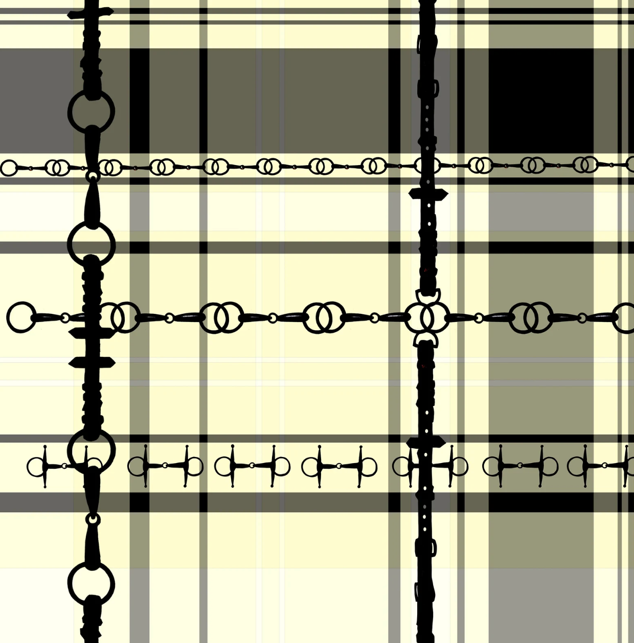 Bur Berry Like Wallpaper Bit and Rein Pattern Traditional Plaid Luxury Equestrian Home Decor Farmhouse Wall Accent