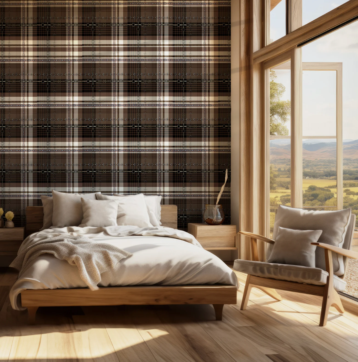 Brown Black Wallpaper Bit and Rein Pattern Luxury Equestrian Home Decor