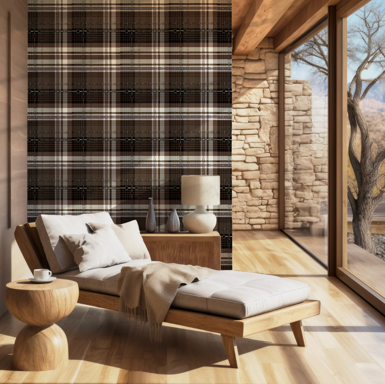 Brown Black Wallpaper Bit and Rein Pattern Luxury Equestrian Home Decor