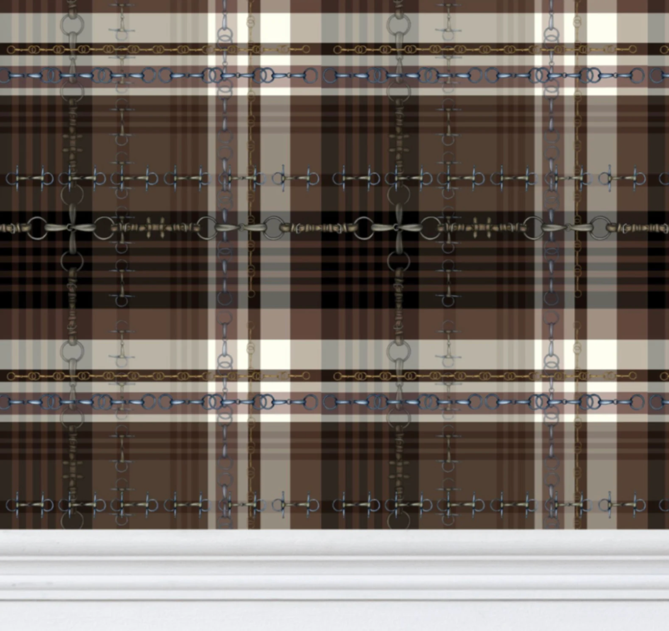 Brown Black Wallpaper Bit and Rein Pattern Luxury Equestrian Home Decor