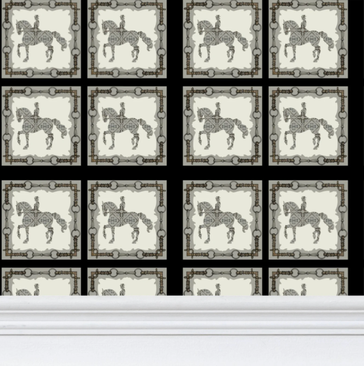 Dressage Horse Wallpaper Elegant Equestrian Home Decor Cream and Gray Wall Art
