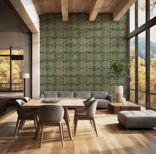 Sage Green Farmhouse Wallpaper Equestrian Home Decor