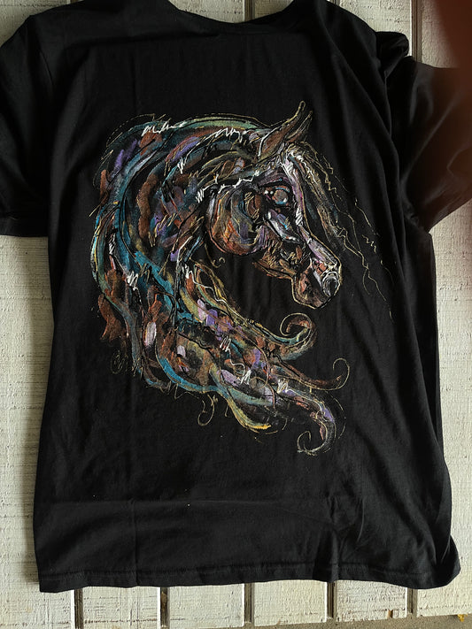 Hand Painted  Arabian Horse Shirt. Arabian Hand painted Art Clothing.Art