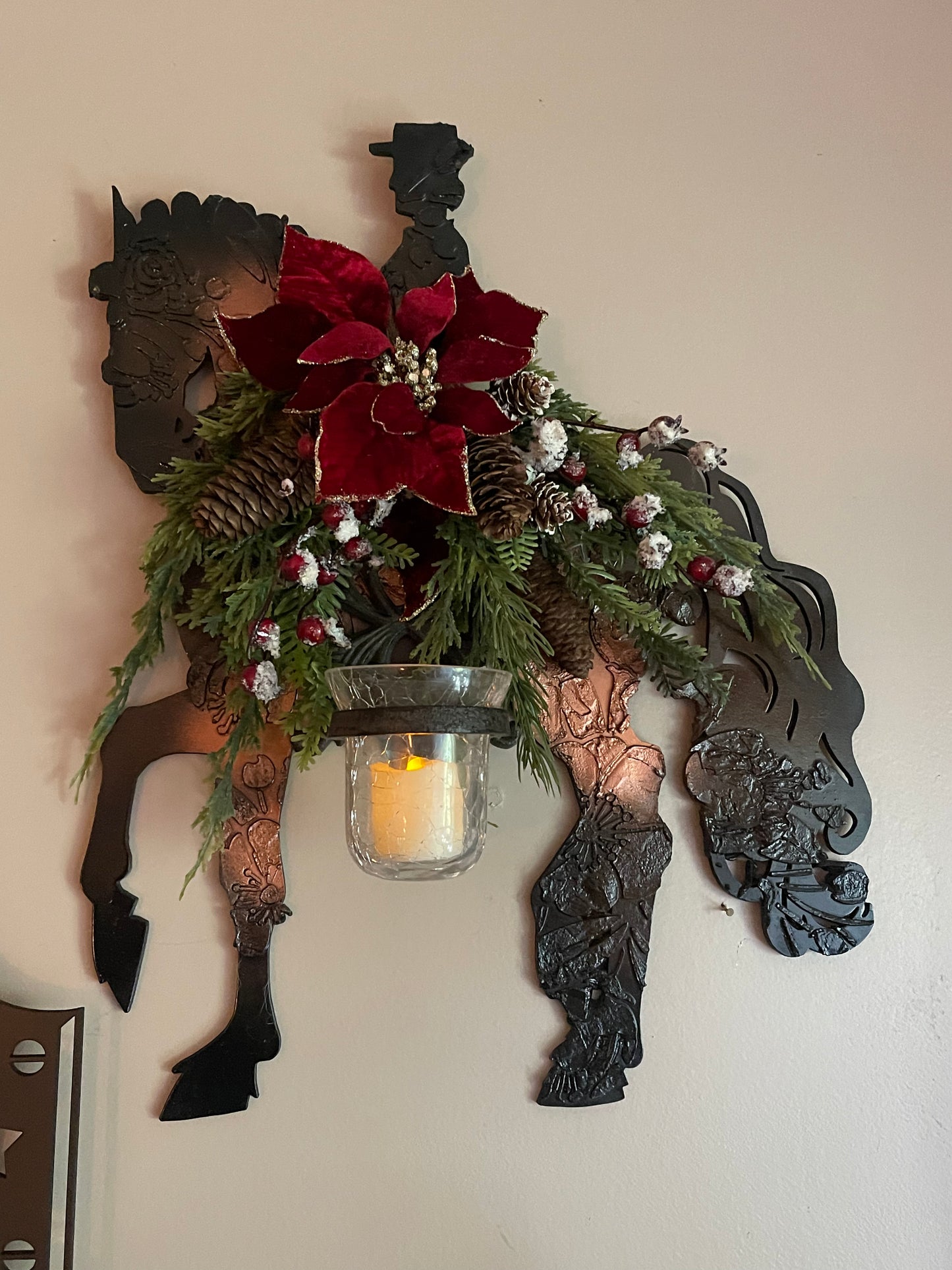 Christmas Dressage Horse Equestrian Hanging Sconce