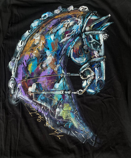 Hand Painted Dressage Horse Head Shirt.