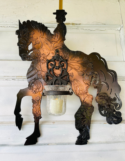 Dressage Horse Equestrian votive  Sconce