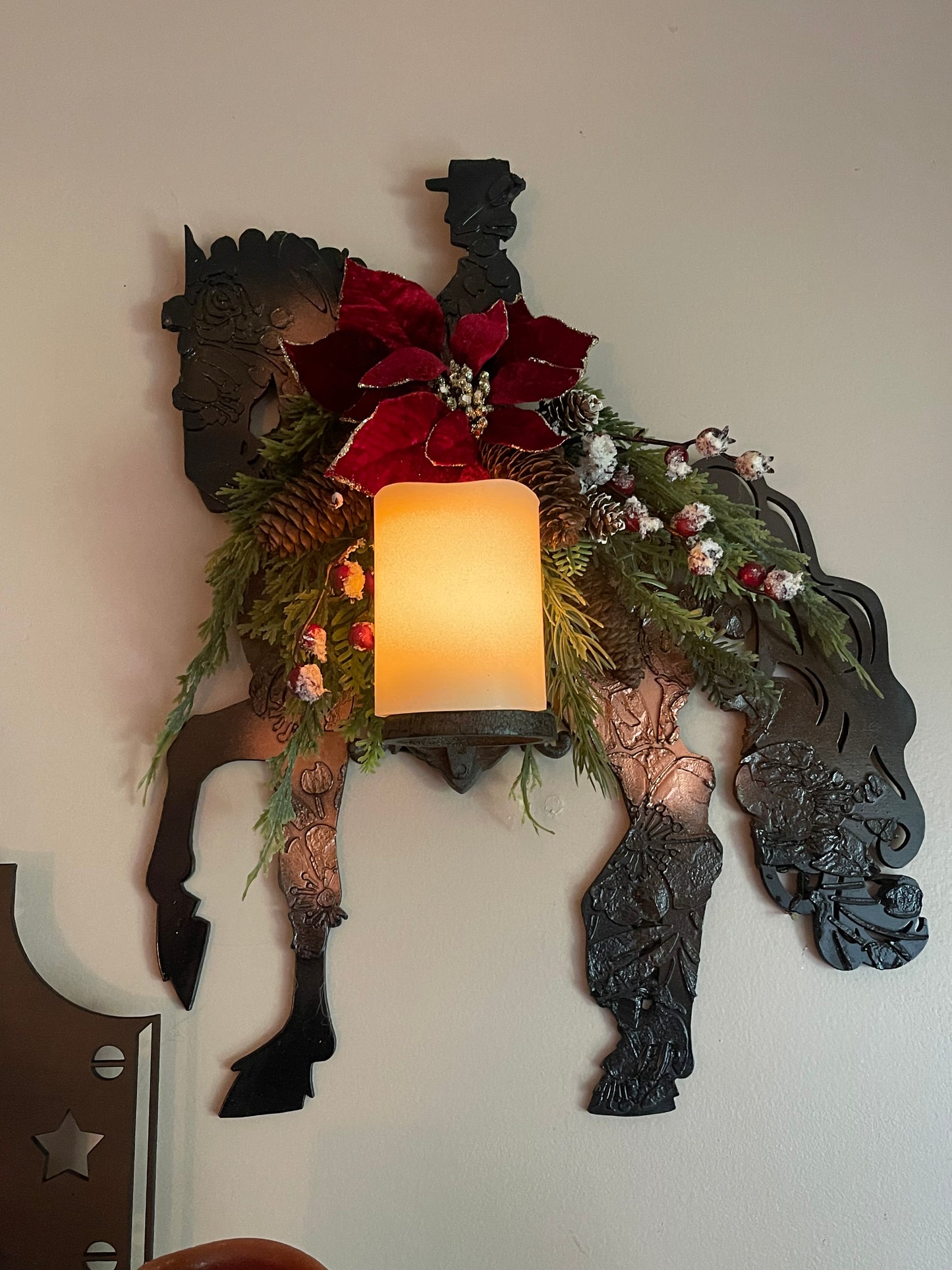 Christmas Dressage Horse Equestrian Hanging Sconce