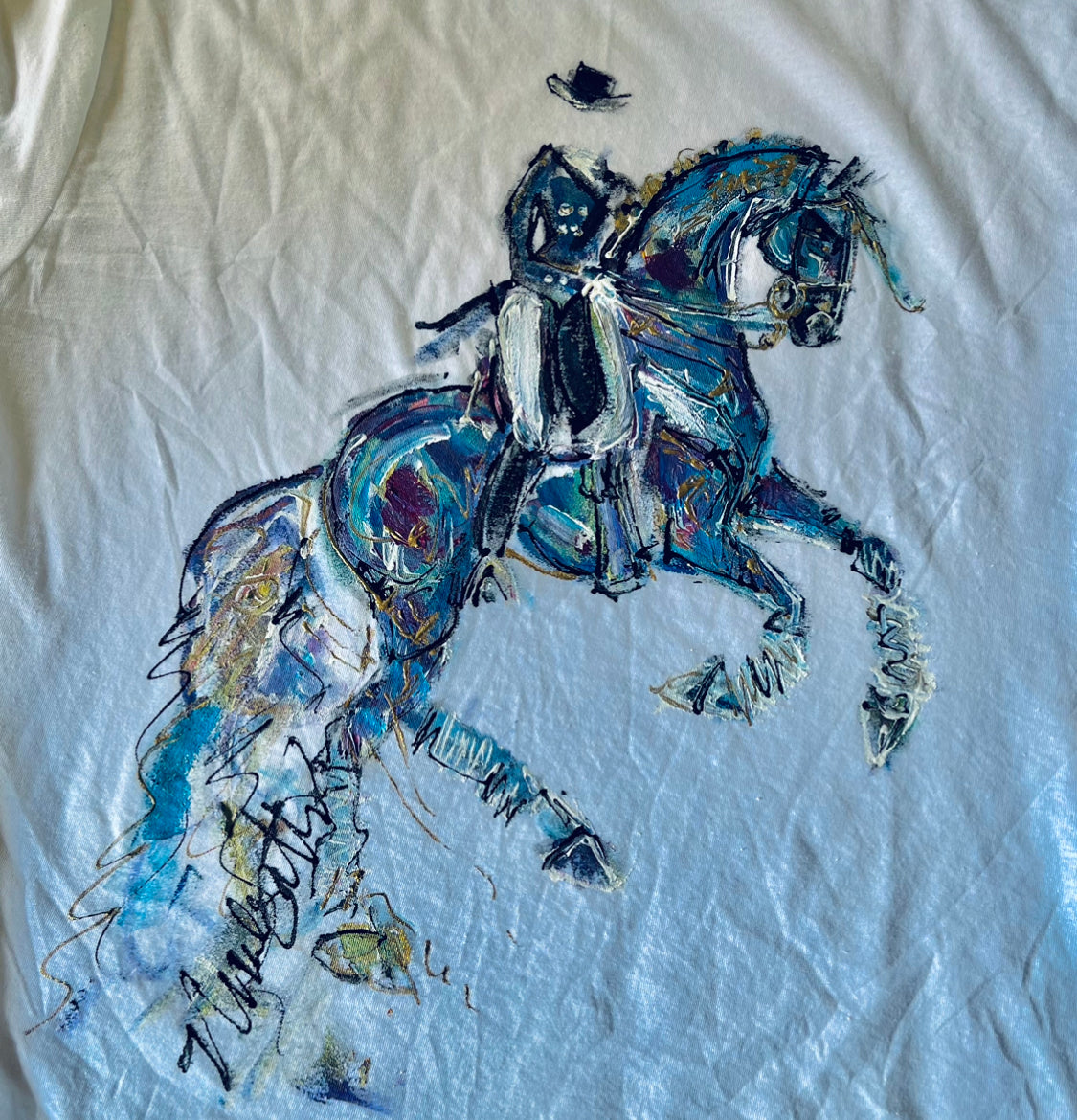 Hand Painted Dressage Horse Head Shirt.