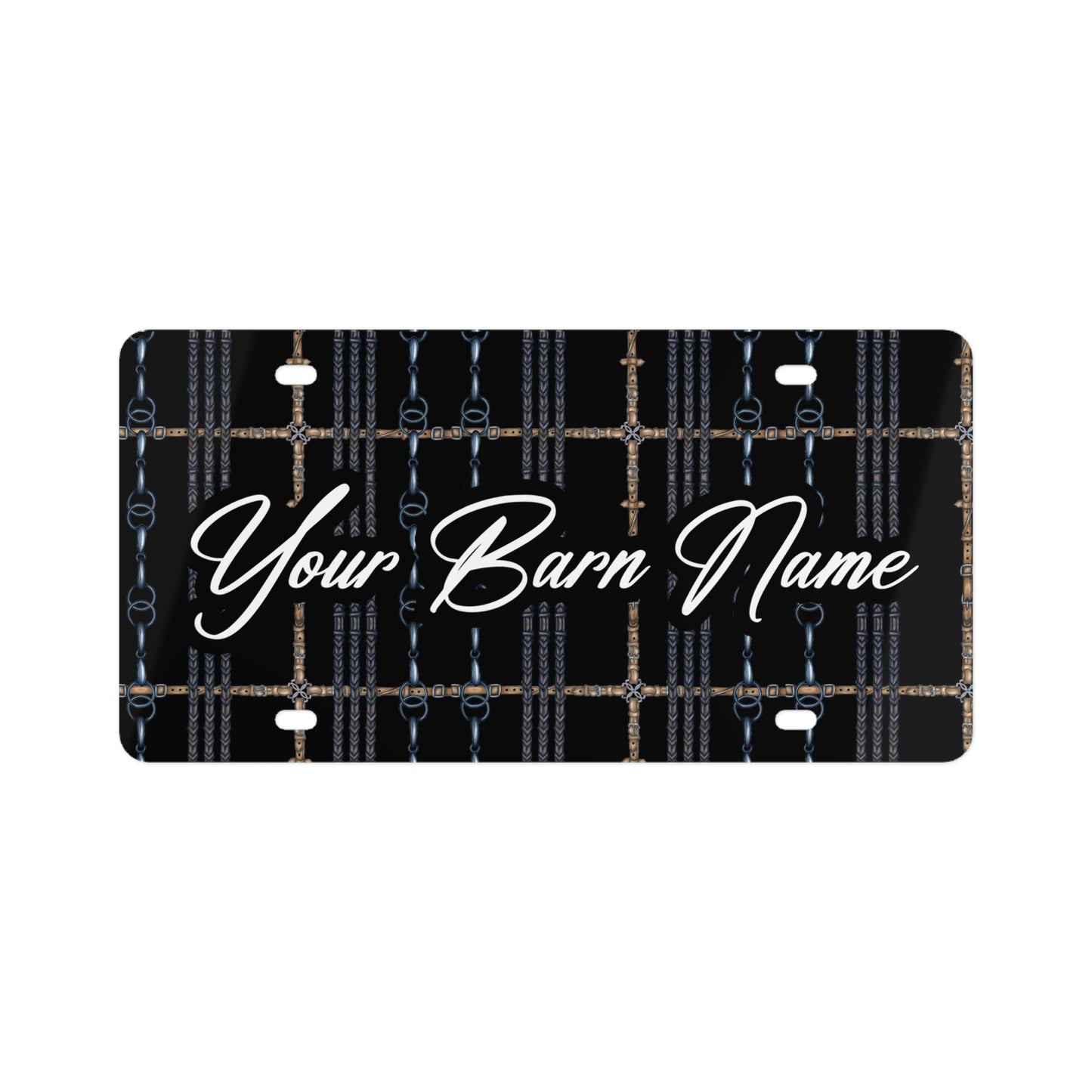 Customizable Black Equestrian Style License Plate