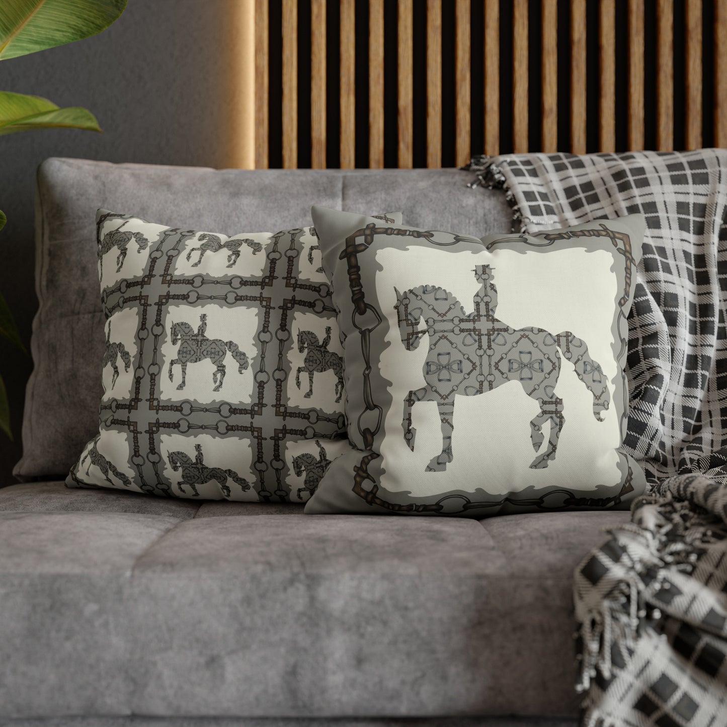 Copy of Gray and Ivory Dressage Horse Double Sided Pillow Case