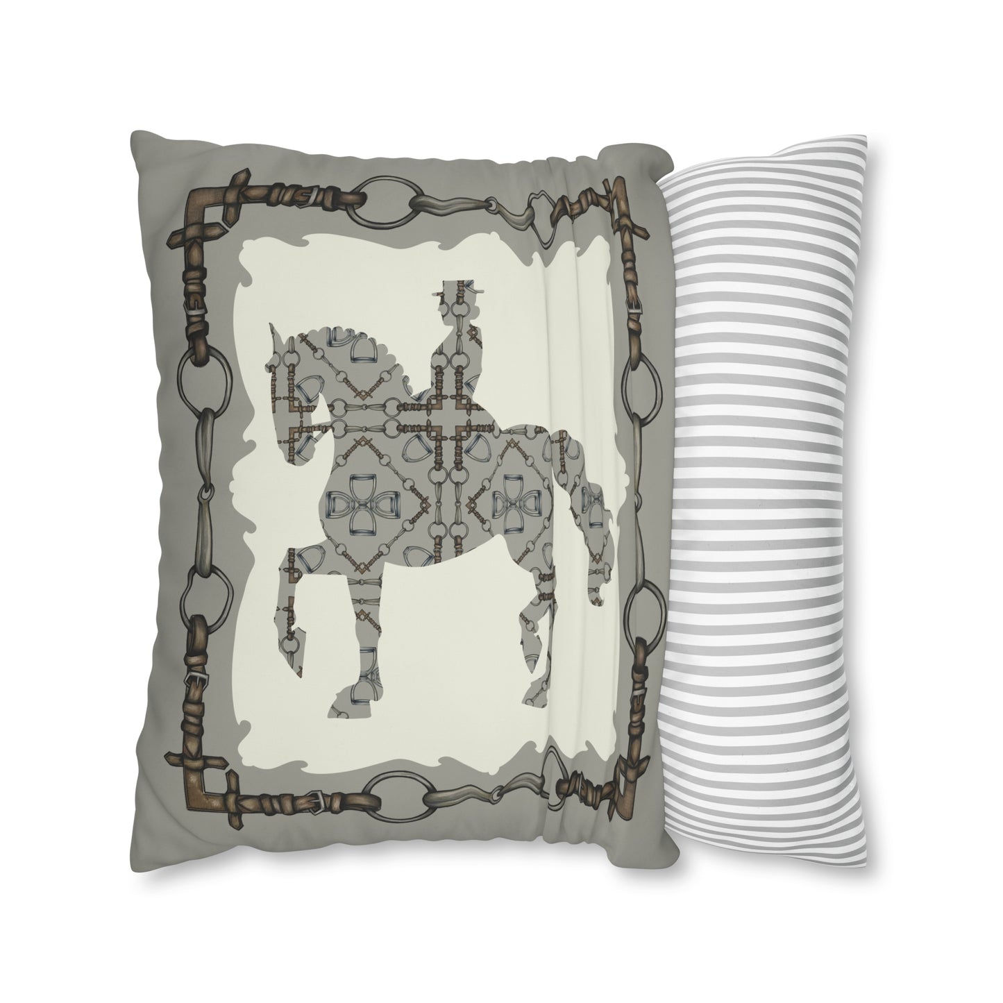 Copy of Gray and Ivory Dressage Horse Double Sided Pillow Case