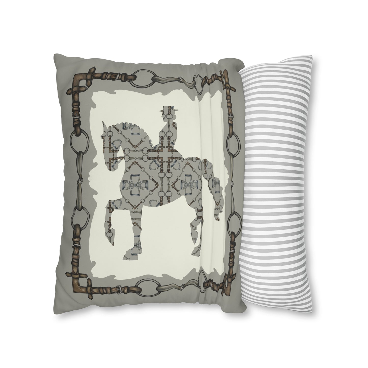 Gray and Ivory Dressage Horse Double Sided Pillow Case