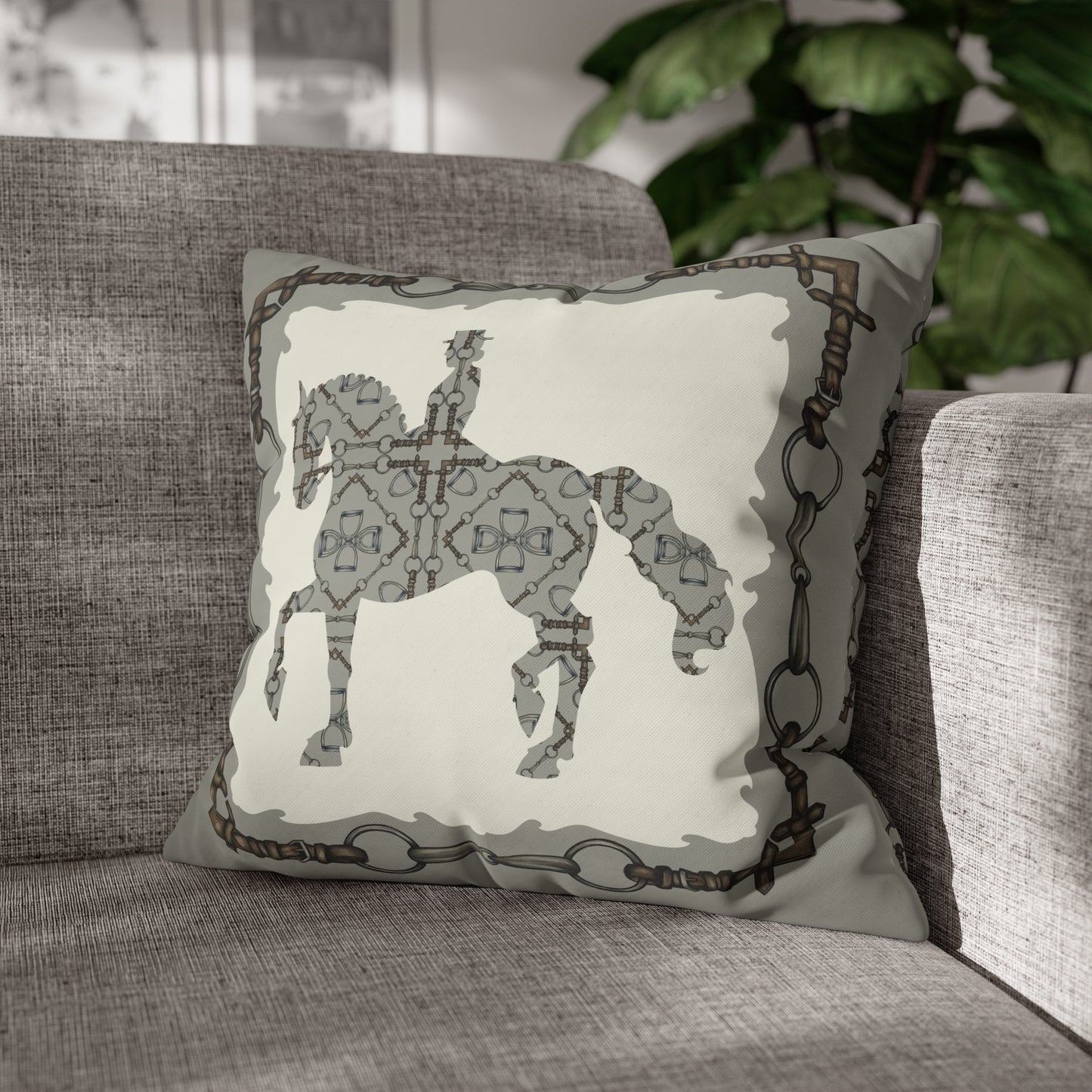 Copy of Gray and Ivory Dressage Horse Double Sided Pillow Case