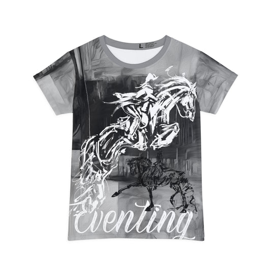 Graphic Eventing Dressage Art Dressage Text  Women's Short Sleeve Shirt (AOP)