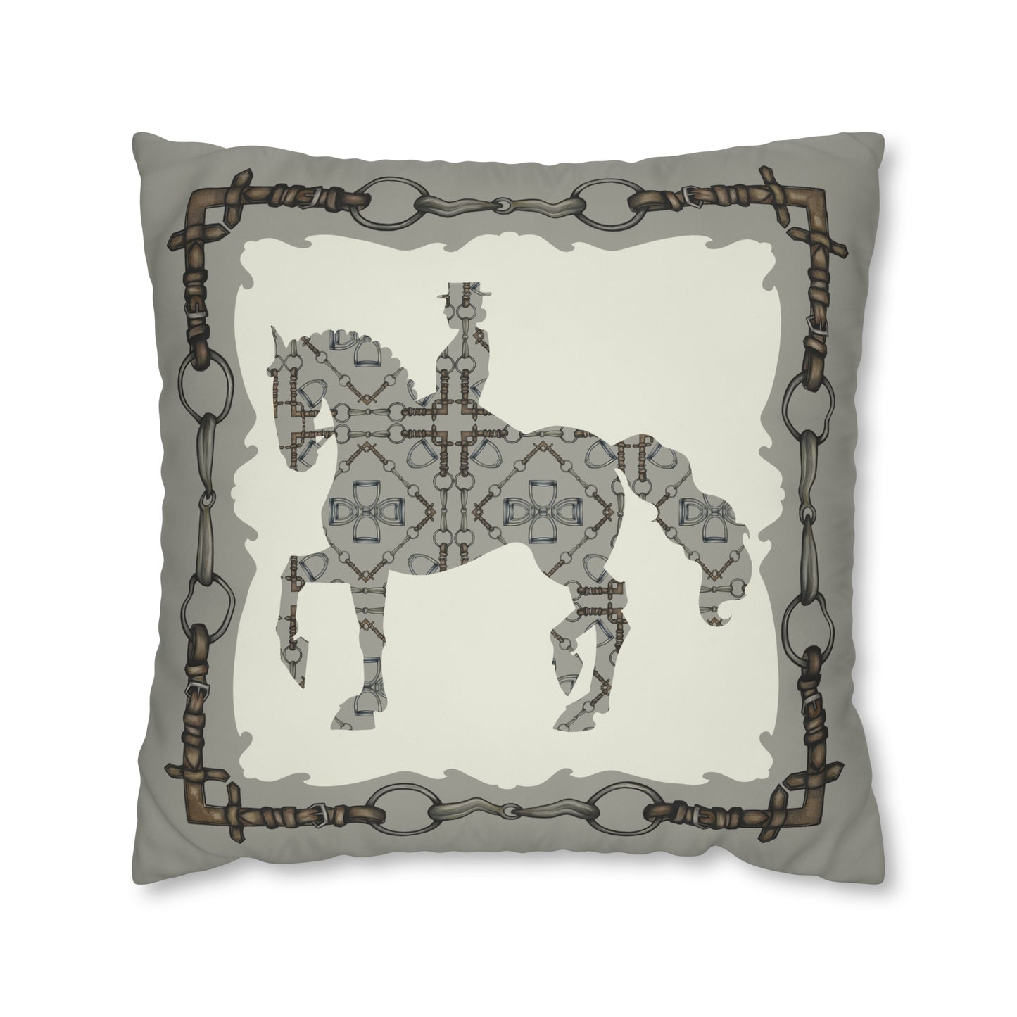 Gray and Ivory Dressage Horse Double Sided Pillow Case