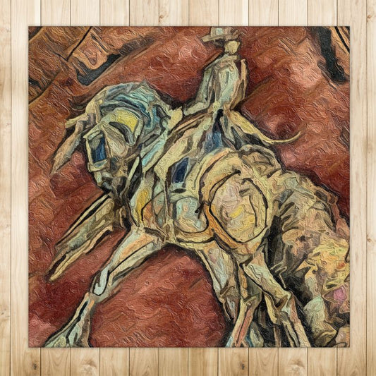 Medium Equestrian Artistic Area Rugs, 4ft x 4ft, Original Artwork