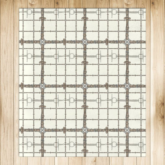 Ivory Bit and Reins Grid Pattern Rug 4ft x 5ft