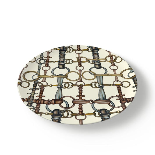 Equestrian Snaffle Bit and Reins Set of China Plates