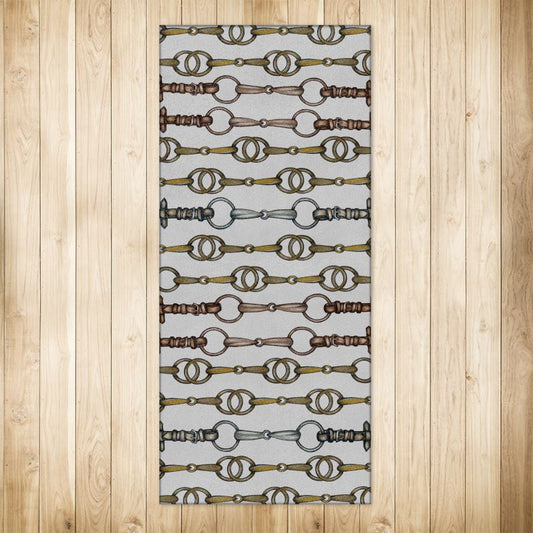 Gray Bit Design Equestrian Rug. 4x 9.5ft