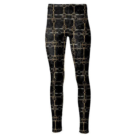 Equestrian Bit Motif High Waisted Leggings, Rider Leggings