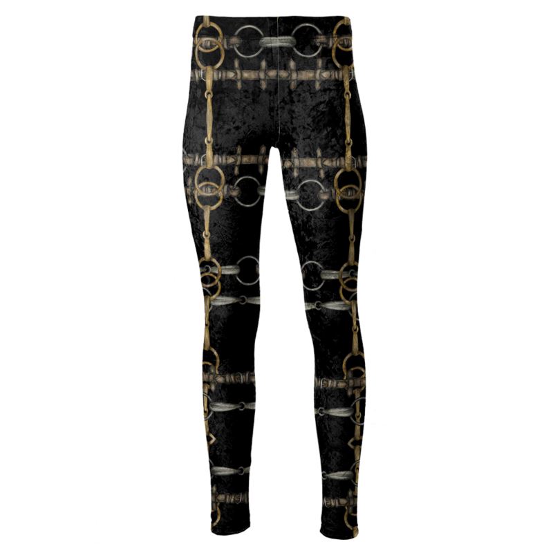 Equestrian Bit Motif High Waisted Leggings, Rider Leggings