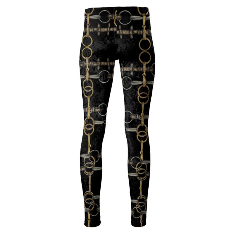 Equestrian Bit Motif High Waisted Leggings, Rider Leggings