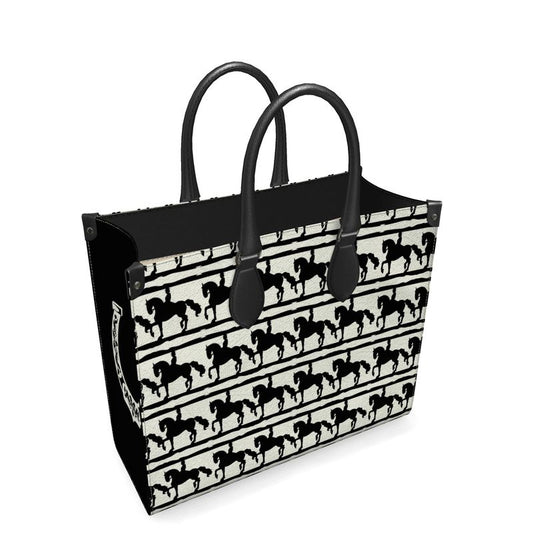 Black and Ivory Dressage Leather Shopper Bag