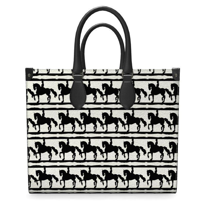 Black and Ivory Dressage Leather Shopper Bag