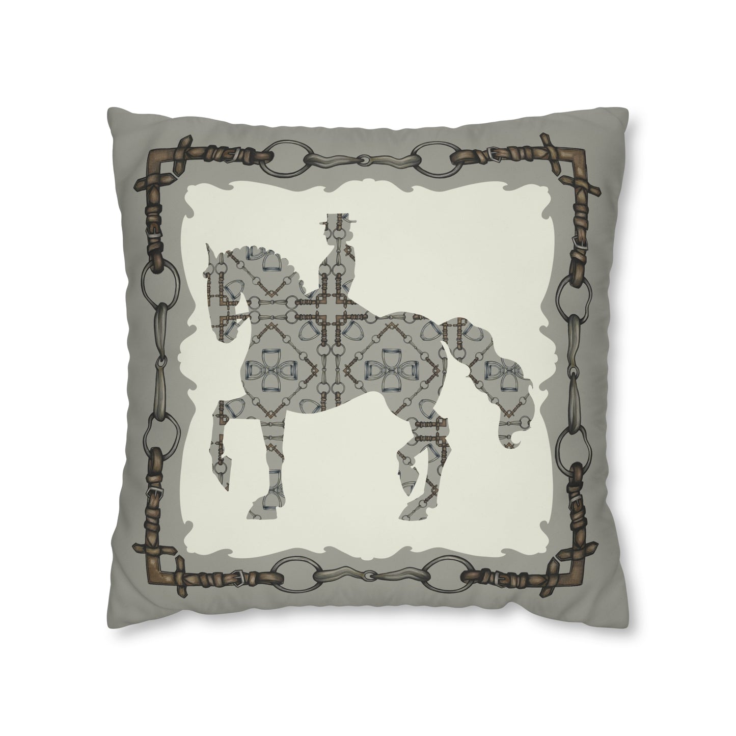 Copy of Gray and Ivory Dressage Horse Double Sided Pillow Case