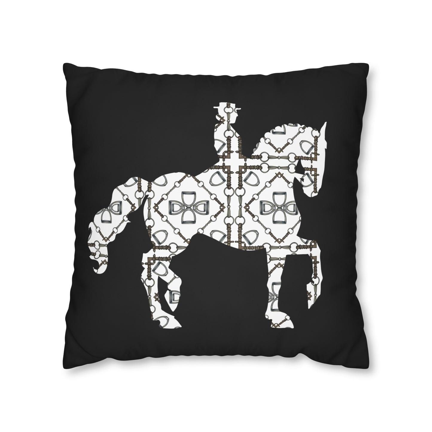 Double Sided Black and White Dressage Horse Pillow Case