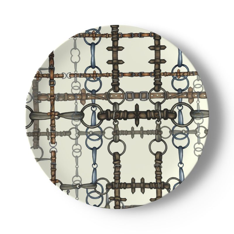 Equestrian Snaffle Bit and Reins Set of China Plates
