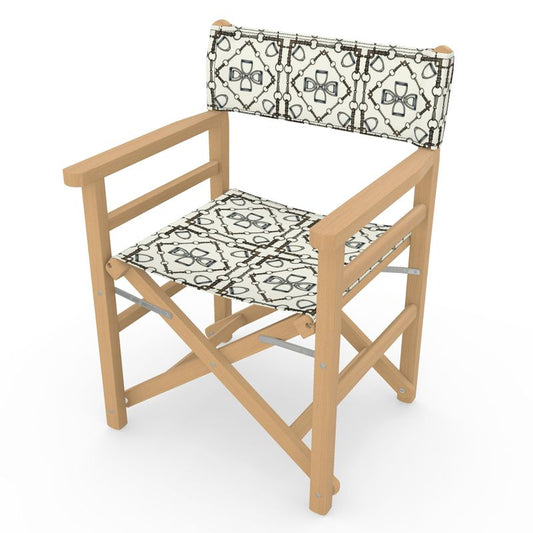 Ivory Geometric Bit Motif Directors Chair