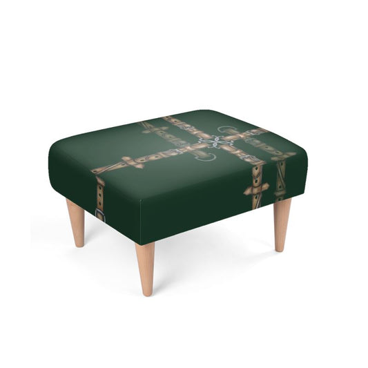 Hunter Green Bit Motif Foot Stool