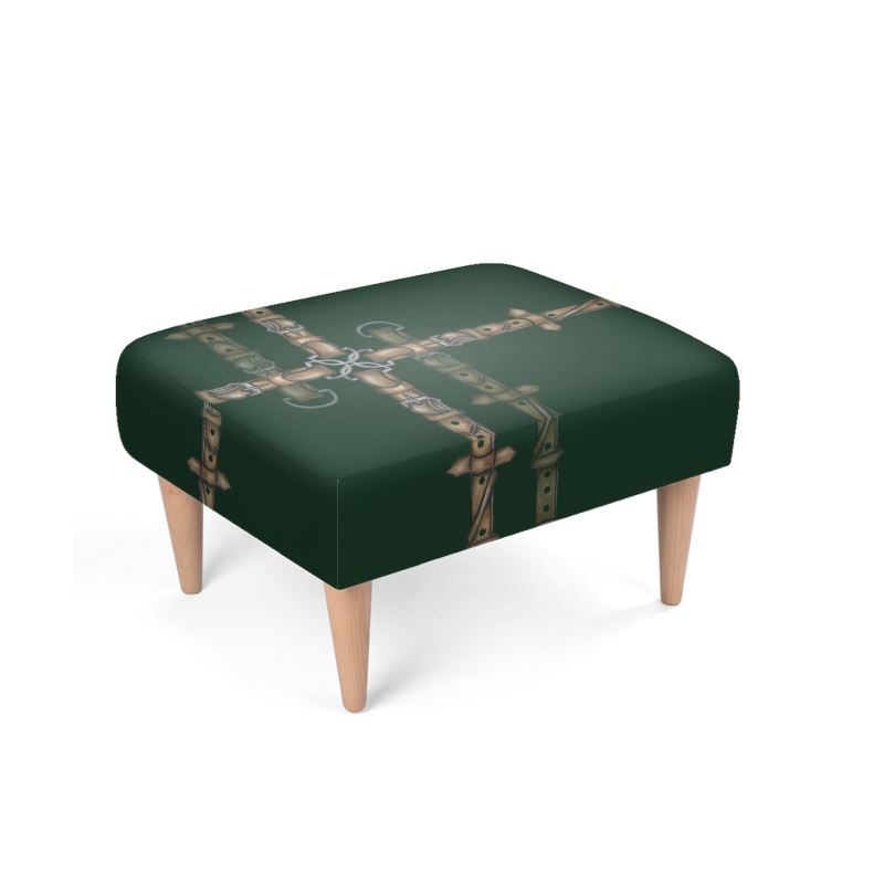 Hunter Green Bit Motif Foot Stool
