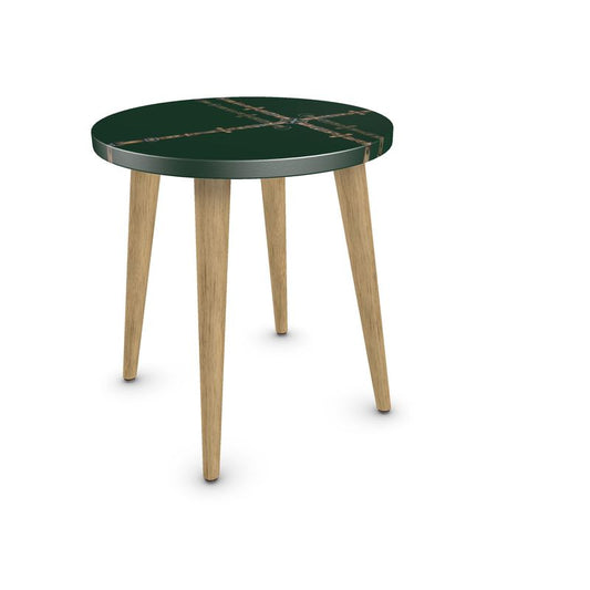 Hunter Green Bit Motif Round Side Table