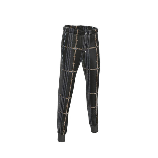 Black Equestrian Bit Pattern Joggers