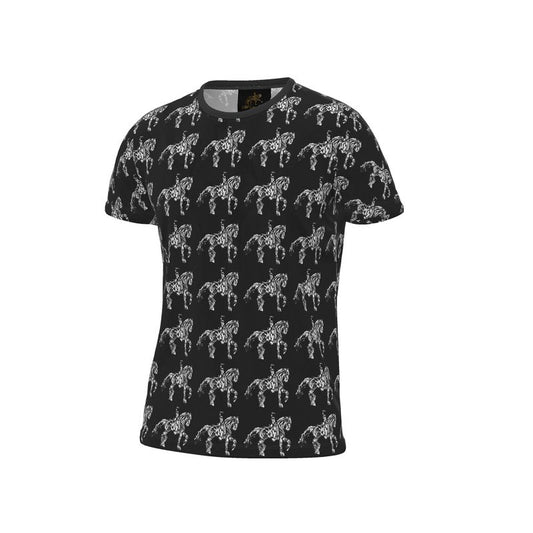 Black Dressage Horse Motif T Shirt