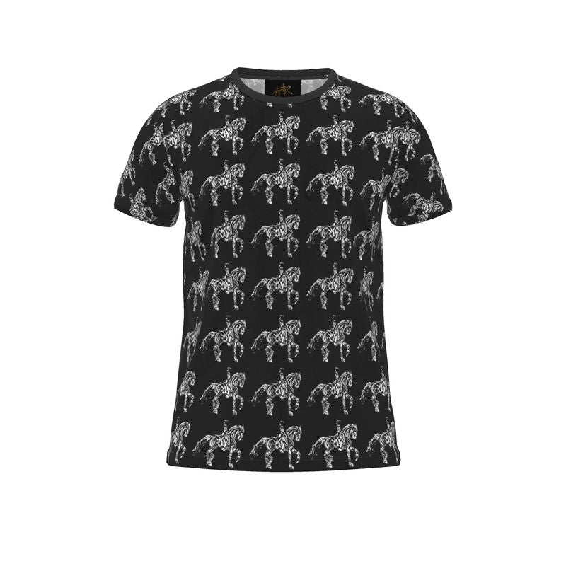 Black Dressage Horse Motif T Shirt
