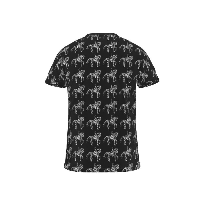 Black Dressage Horse Motif T Shirt