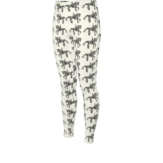 Ivory Dressage Horse Motif High Waisted Leggings