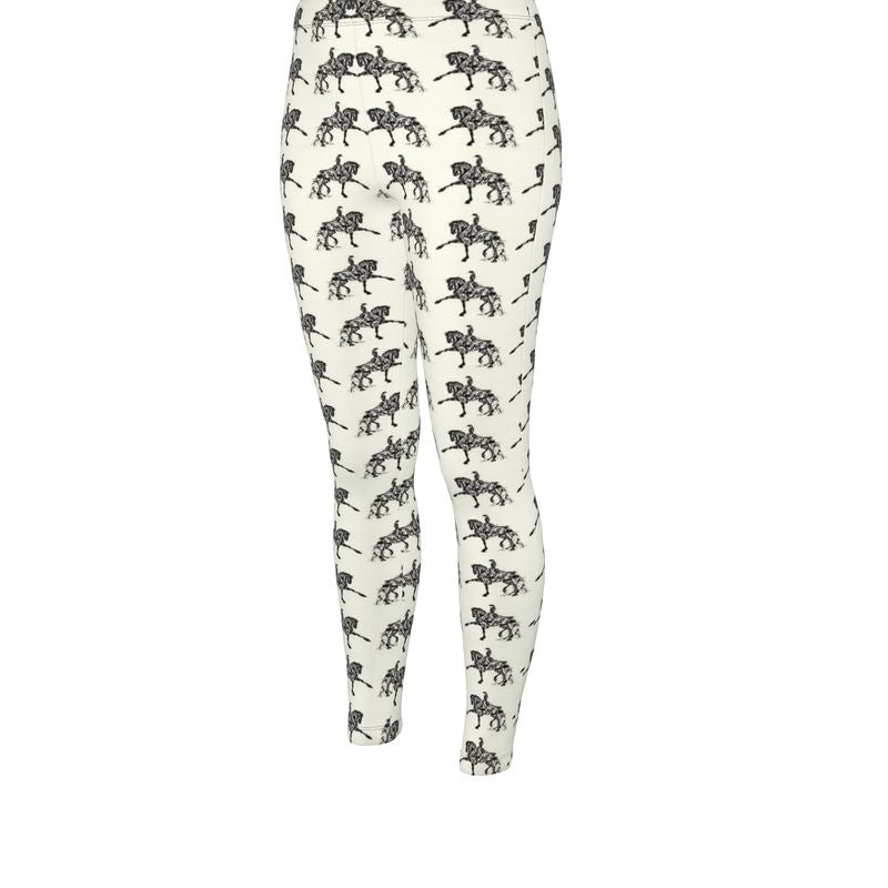 Ivory Piaffe Dressage Horse Motif High Waisted Leggings