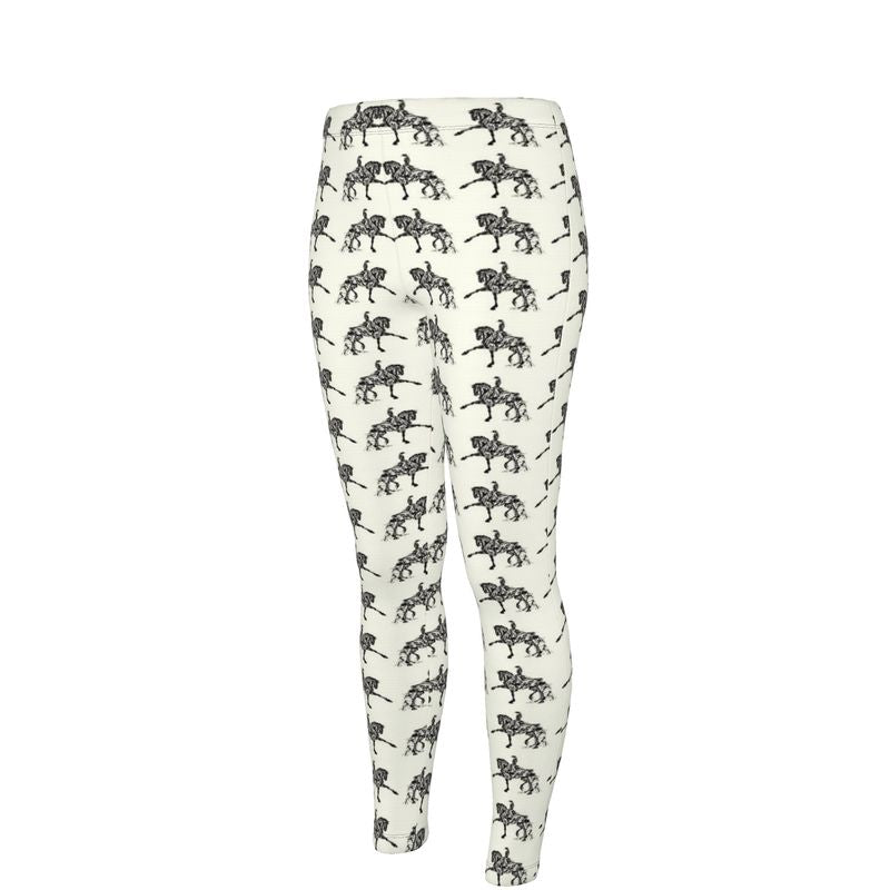 Ivory Piaffe Dressage Horse Motif High Waisted Leggings