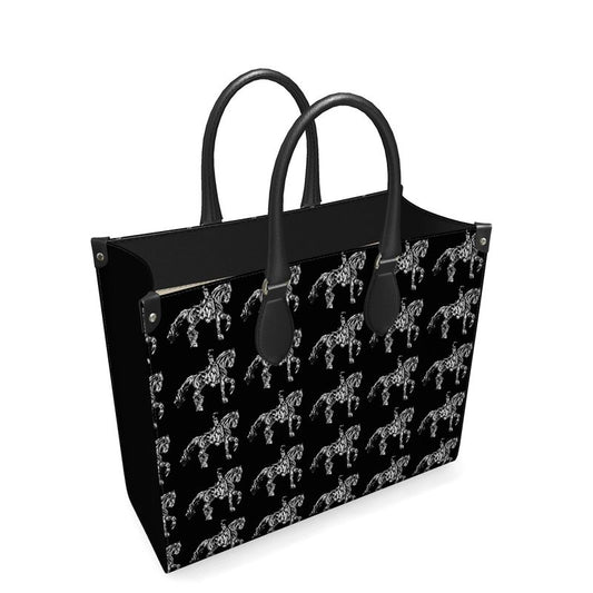 Black and White Dressage Horse Motif Shopper Bag