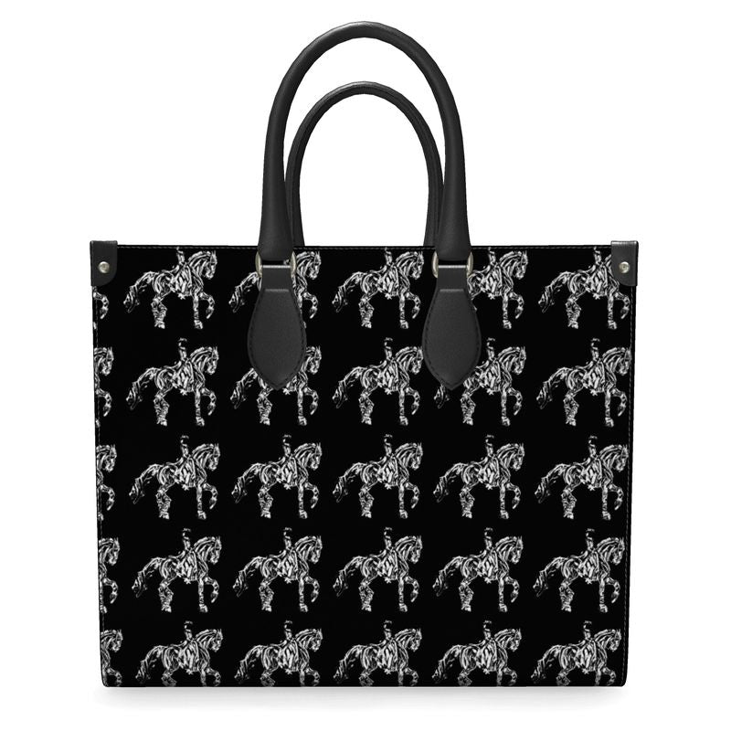 Black and White Dressage Horse Motif Shopper Bag