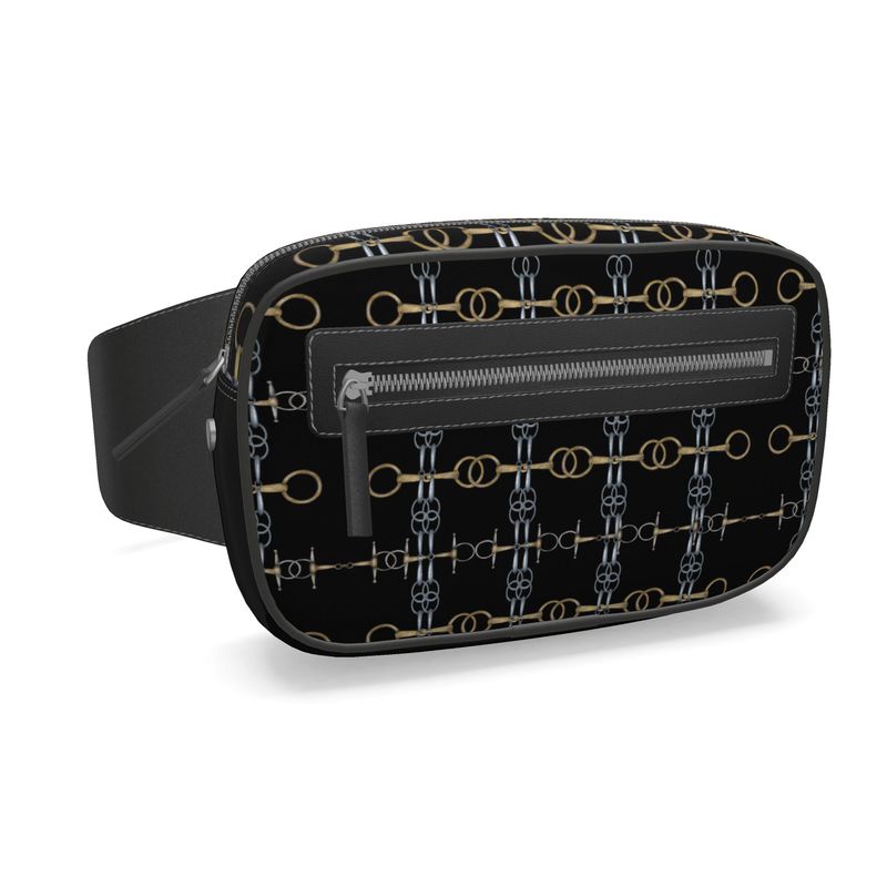 Black Bit Motif Belt Bag