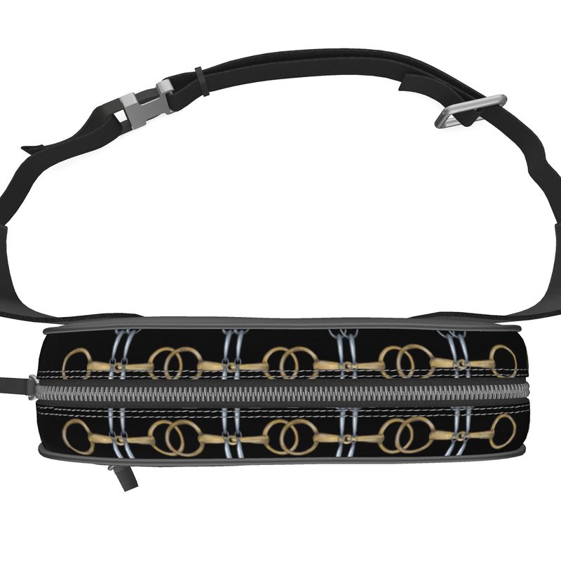 Black Bit Motif Belt Bag
