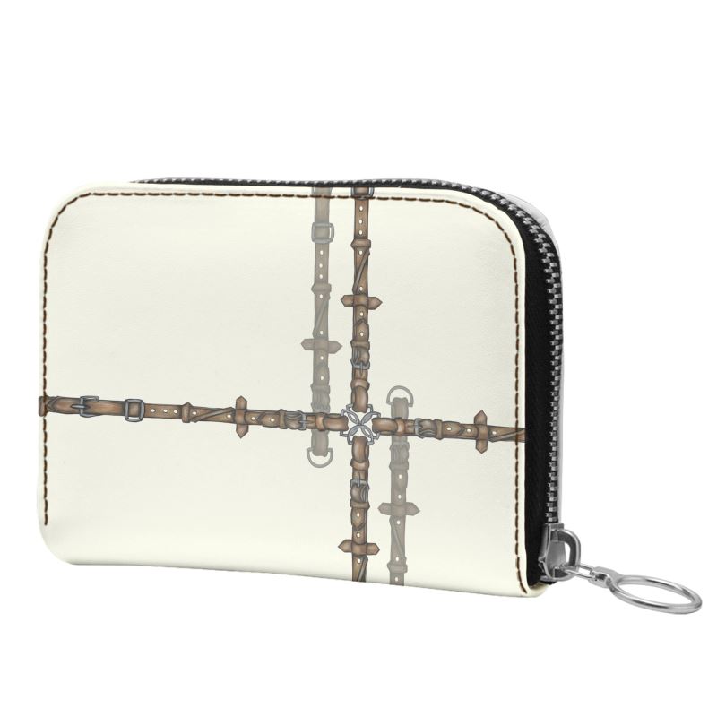 Ivory Minimalistic Equestrian Bit Leather Zip Purse