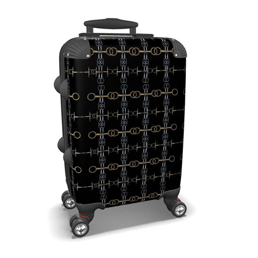 Black Equestrian Bit Patterned Suitcase